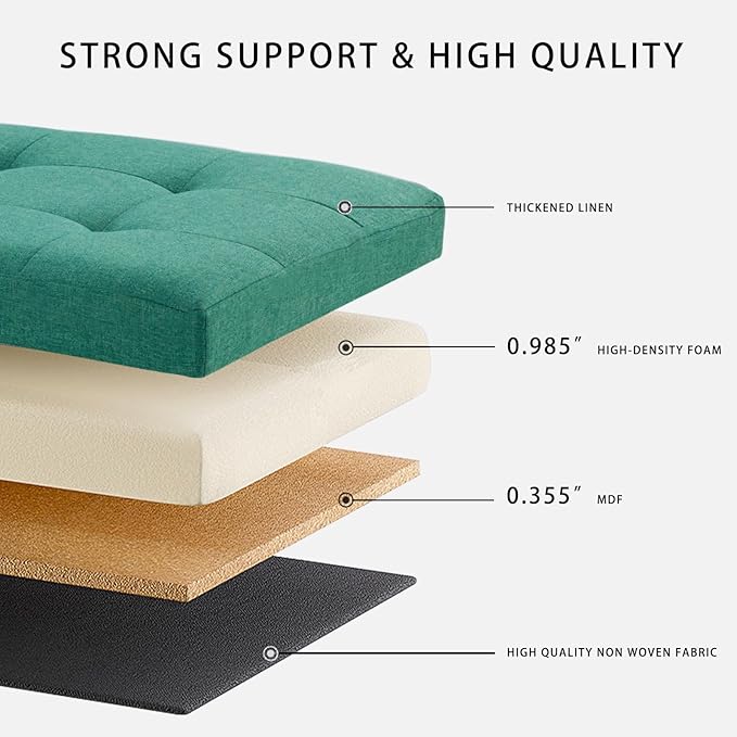 HAUSFRAU Storage Ottoman Bench with Flipping Lid, 43.3 Inches Storage Chest Footsrest, Folding Foot Stool for Entryway, Living Room, Bedroom, Linen Black