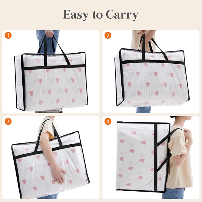 Lifewit 2 Pack Clear Clothes Storage Bags, 75L Large Plastic Blanket Storage, Vinyl Foldable Moving Bags with Zipper, Closet Organizers Containers for Comforter, Bedding, Duvet, Pillow