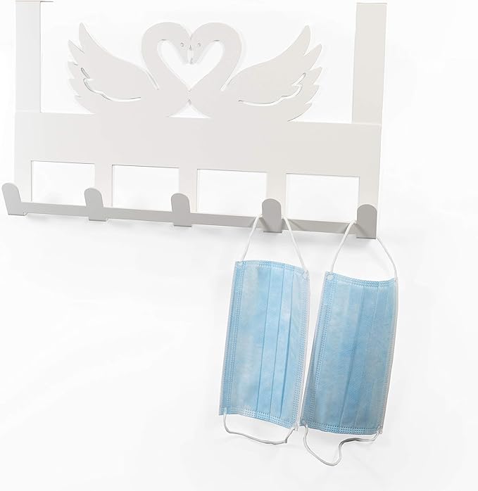 Mango Steam Over-The-Door Organizer Hanger for Towels, Hats, Hoodies, Coats, Backpacks, & Keys (Swan, White)