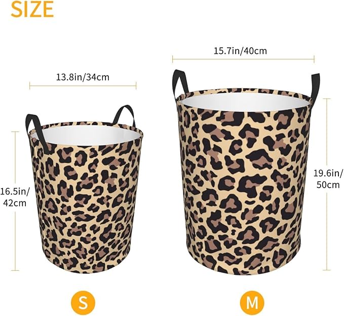 Leopard Print Animal Cheetah Round Laundry Hamper Storage Basket Toys Clothes Organizer Bin For Home Bathroom Bedroom Dorm Nursery, 62l