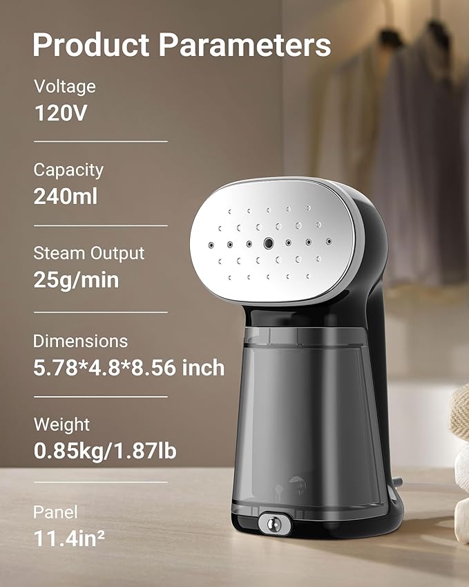 Bear Steamer for Clothes, 1500W Powerful Handheld Garment Steamer with 240ml Tank, 25s Fast Heat-Up Fabric Wrinkle Remover, Portable Travel Steam Iron for Home, Office & Travel (120V)