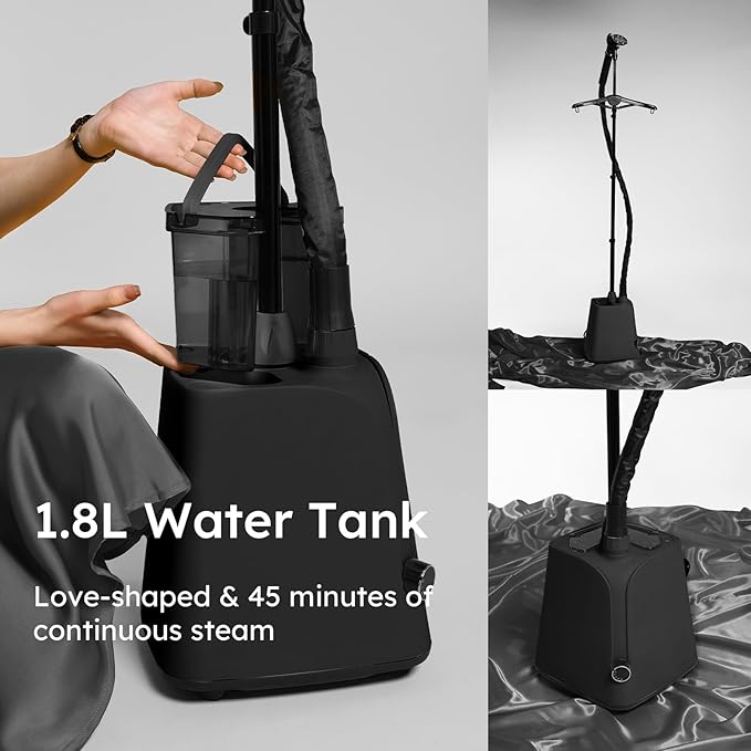 Colorful Standing Garment Steamer for Clothes, 2000W Professional Hanging Clothing Steamer with Stand, Commercial Cloth Fabric Steamers with 1.8L Water Tank for 45min Steaming, Blackcurrant