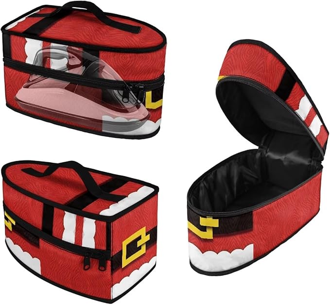 Iron Storage Bag Fits for Home Outdoor Easy to Clean Wear-resistant Iron Storage Case Protective Carrying Bag with Smooth Zipper, Christmas Wind