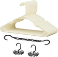 VECELO 25 Pack Plastic Hangers-Clothes Hangers Set with Shoulder Non Slip Notches for Closet Space Saving-Heavy Duty Coat Hanger,Beige