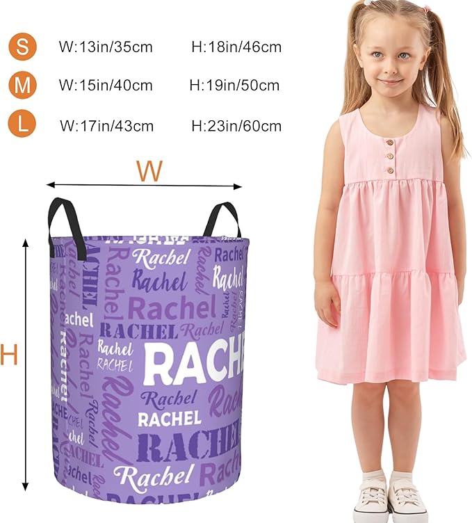 Custom Name Laundry Basket, Personalized Collapsible Laundry Hamper with Name for Bathroom Bedrooms, Customized Dirty Clothes Hamper Storage Basket Gifts for Kids Boys Girls Baby Men Women