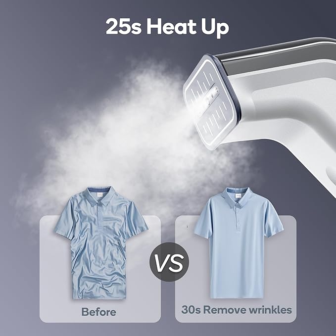 Mini Travel Steamer for Clothes,110-240V Portable Dual Voltage Steamer & Iron 2 In 1,Integrated 170ml Tank 25s Fast Heat,1.2lbs Travel Size Fabric Iron,Handheld Steaming Wrinkles Remover For Garments