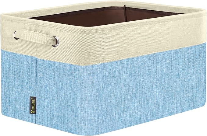 BALEINE 1 Pack Fabric Storage Bins for Shelves, Linen Storage Baskets for Organizing, Decorative Closet Bins for Clothes, Home (Skyblue, 12"x8"x8")