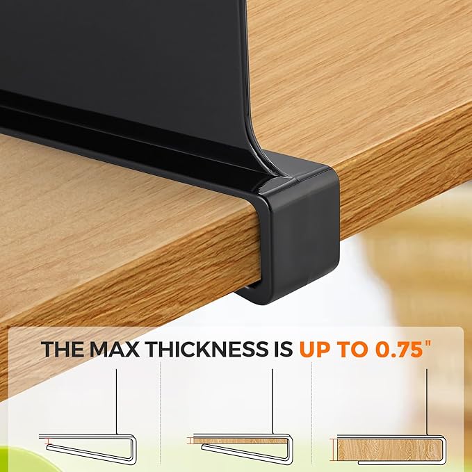 JOY DECOR 8 Pack Acrylic Matte Black Shelf Dividers for Closets Organizer and Storage Adjustable Vertical Wood Shelf Closet Separators for Clothes,Book,Bags in Bedroom and Kitchen
