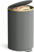 SONGMICS Laundry Hamper, Laundry Basket with Lid, 23.8 Gal. (90 L), with Removable Liner Bag, for Laundry Room, Bedroom, Living Room, Slate Gray and Light Bamboo ULCB547G01