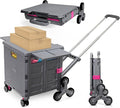 Foldable Utility Cart with Stair Climbing Wheels,Collapsible Rolling Crate with Magnetic Lid Telescopic Cover,Adjustable Telescoping Handle,360° Rotate Wheel Hand Cart for Teacher Shopping Moving