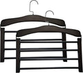 Wooden Pant Hanger Space Saving - 4 Tier Closet Storage Hanger Organizer for Jeans Legging Scarves Pants Towels, 2 Packs, Black