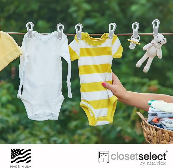 Hanger Clips 30 Pack – White Multi-Purpose Hanger Clips for Hanging Clothes, Skirts & Pants, Laundry & Sweater Clips for Adult & Baby Hangers, Plastic Clips for Hangers, Made in USA