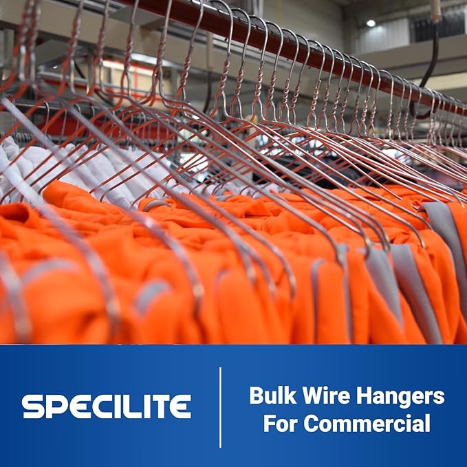 SPECILITE Wire Metal Clothes Hangers Bulk 300 Pack for Standard Size Suits, Coats, Shirts, Pants, Skirts, Space Saving, Non Slip,16 Inch 12 Gauge Ultra Thin, Silver
