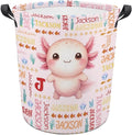Axolotl Laundry Basket,Custom Laundry Hamper with Name,Personalized Axolotl Gifts for Boys Girls,Customize Collapsible Laundry Basket for Bedroom Bathroom,M-19.5"X 15.7"
