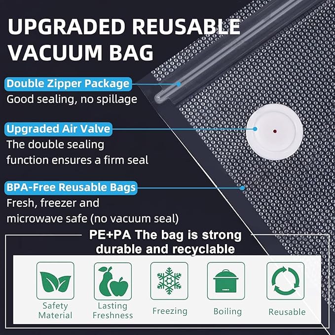MOMODA Sous Vide Cooking Bags - Set of 10 | BPA-Free Reusable Vacuum Seal Bags (10 Medium)