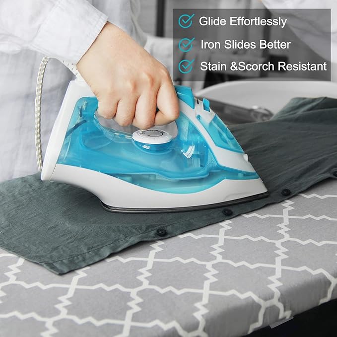 Ironing Board Cover and Pad Standard Size 15"x54", Resists Scorching and Staining with Elastic Edge Heavy Duty Extra Thick Ironing Padding Cotton Ironing Board Covers