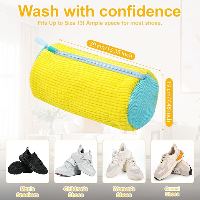 Shoe Washing Machine Bag,Laundry Shoe Bag For Washer And Dryer,Shoe Washing Bag for Washing Machine, Shoe Cleaning Bag For All Shoe Types Reusable Shoe Washing Bag (Grey 2pcs)