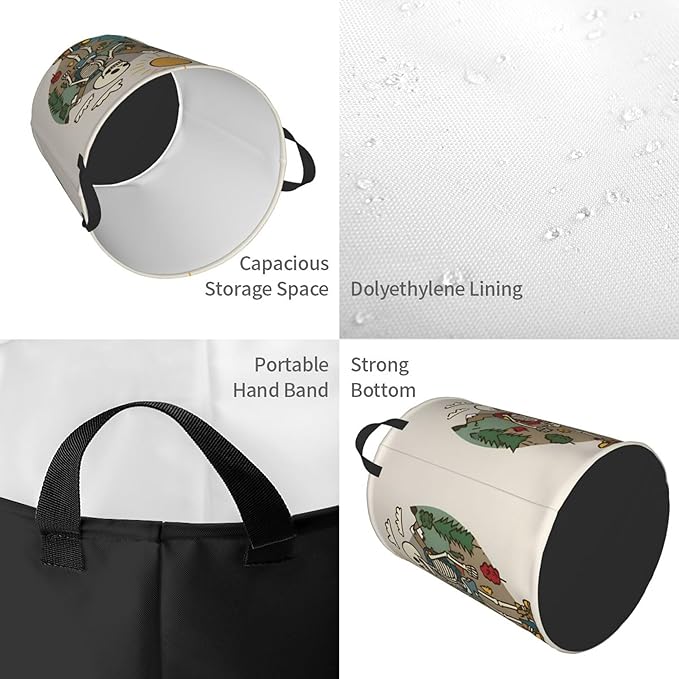 Skeleton Mountain Design Laundry Basket, Foldable Oxford Cloth Funny Tote Bag Laundry Hamper Clothes Storage Bucket Organizer, For Bathroom/Laundry Storage/Bedroom 19.6x15.7 Inch