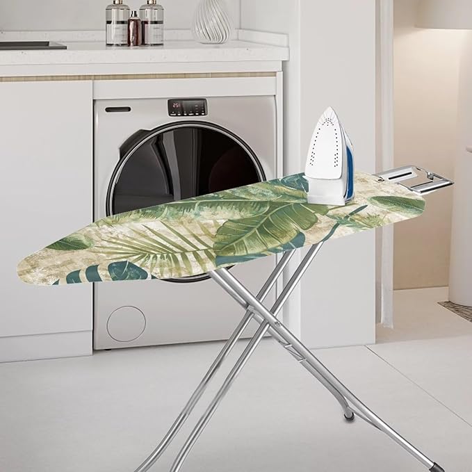 Tropical Palm Ironing Board Cover and Pad 15x54 Standard Size Ironing Board Cover with Elastic Edge for Snug and Secure Fit, Thick and Durable Material