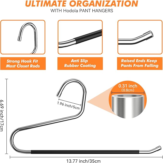 Pants Hangers Non Slip - 30 Pack Open Ended Hangers for Pants, Metal Jean Rack for Closet Women and Men, Space Saving Design for Slacks Trouser Blanket, Organization and Storage
