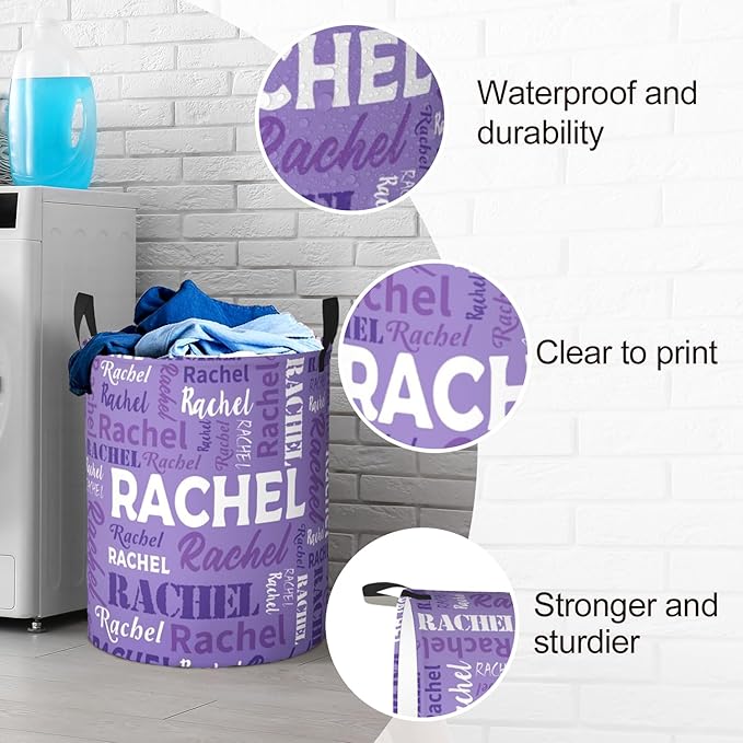 Custom Name Laundry Basket, Personalized Collapsible Laundry Hamper with Name for Bathroom Bedrooms, Customized Dirty Clothes Hamper Storage Basket Gifts for Kids Boys Girls Baby Men Women