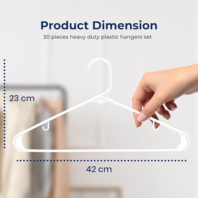 SereneLife 100 Pack Plastic Hangers, Non-Slip, Space-Saving Closet Organizers, Durable and Strong for Shirts, Sweaters, Hoodies, Kids Clothes & Dresses, Ultra-Thin, Lightweight
