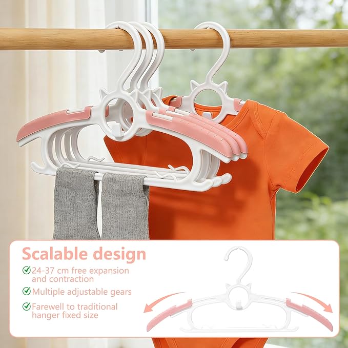 JSF Baby Hangers,30 Pack Baby Clothes Hangers for Closet Kids,Save Space Plastic Hangers Toddler Infant Nursery Child Small Children(Pink)