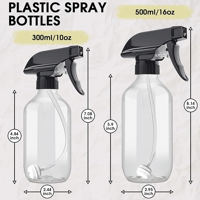 2 Packs Plastic Spray Bottles 360° Water Spray Bottle for Cleaning - 10 oz/300 ml Upside Down Spray Bottle Refillable Small Squirt Bottle with Adjustable Nozzle for Hair, Cooking, Plant, Pet (Green)
