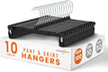 HOUSE DAY Pants & Skirt Hangers - 100 Pack Pants Hangers with Non-Slip Big Clips - Closet Hanger for Shorts, Shirts, Jeans, Slacks, Clothes, Clothing - Durable, Slim & Space Saving (Black 10 Inch)