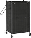 WOWLIVE Laundry Hamper with Wheels,Metal Wire Frame Rolling Laundry Basket with Removable bag,100L Dirty Clothes Hamper Organizer Dorm Room Storage for Bedroom,Bathroom,Black