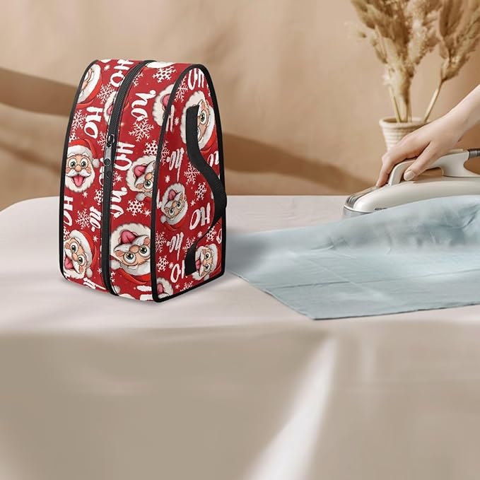 Christmas Iron Storage Case Fits Traveling Outing Decorative Handheld Steam Iron Storage Bag Compatible with Most Iron, Santa Claus HOHOHO