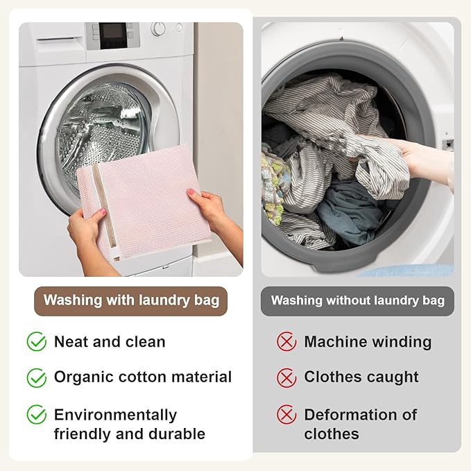 4-Piece Durable Organic Cotton Mesh Laundry Bags with Sturdy Zippers and Breathable Mesh are Delicate Laundry Bags for Underwear, Clothes, Pants and Socks