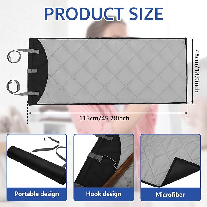 Over The Door Steaming Pad, Heat-Resistant Over The Door Ironing Board Vertical Hanging Over Door Clothes Steamer Pad, Foldable Clothes Press Pad for Steamer Portable Ironing mat for Traveling