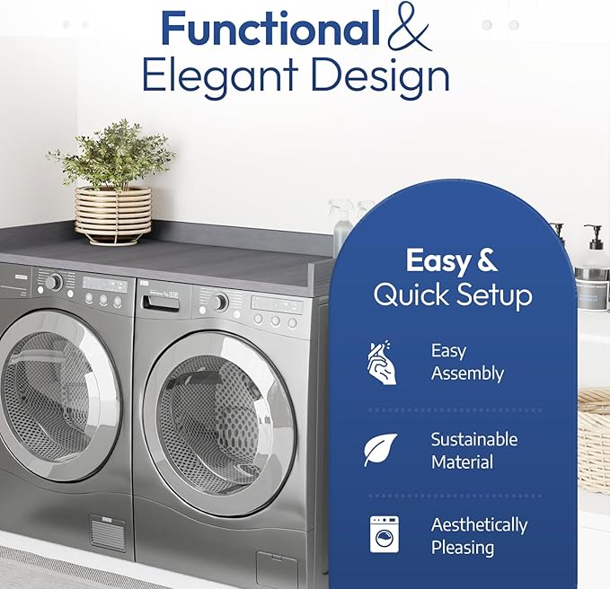 OfficeSimpli Washer Dryer Countertop, Made in USA, Non-Slip Pads, Laundry Room Wood Topper, Washer Dryer Cover for Top, Laundry Countertop, Laminate Finish (Iconic Maple, Standard (27.5" x 54"))