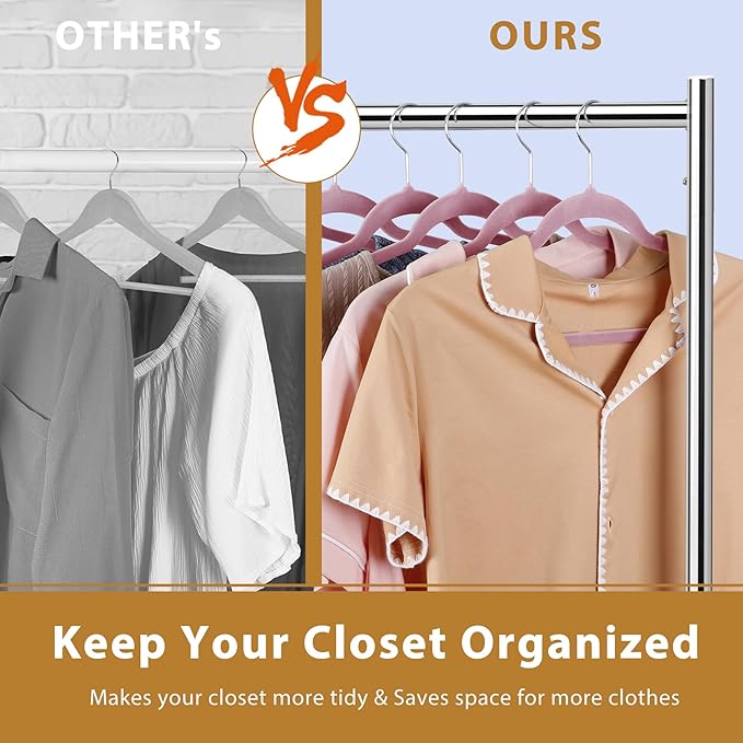 ZenStyle 100 Pack Ultra Thin Velvet Hangers - Clothes Suit Hangers, 360 Degree Swivel Hook, Velvet Flocked Surface (Pink)