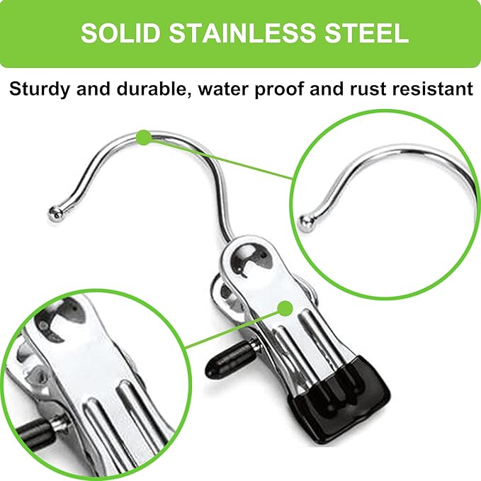 Boot Hangers Clips, 16 Pack Laundry Hooks Hanging Clips Clothes Pins Closet Hanger Organizer Clamps Socks Towel Clips Heavy Duty Clothespins Bulk Hanger Clips for Closet Travel Pants Socks Handbags