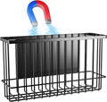 NiHome Magnetic Metal Basket Organizers, 2PCS Medium & Small, Versatile Storage for Kitchen & Office Holds Up to 14 lbs, Easy Attach to Refrigerator or Any Magnetic Surface(Black)