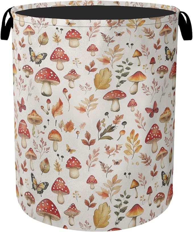 Cute Mushroom Laundry Hamper - Waterproof Fabric Laundry Basket with Handles, Foldable Storage Basket for Laundry,Bedroom,Dorm
