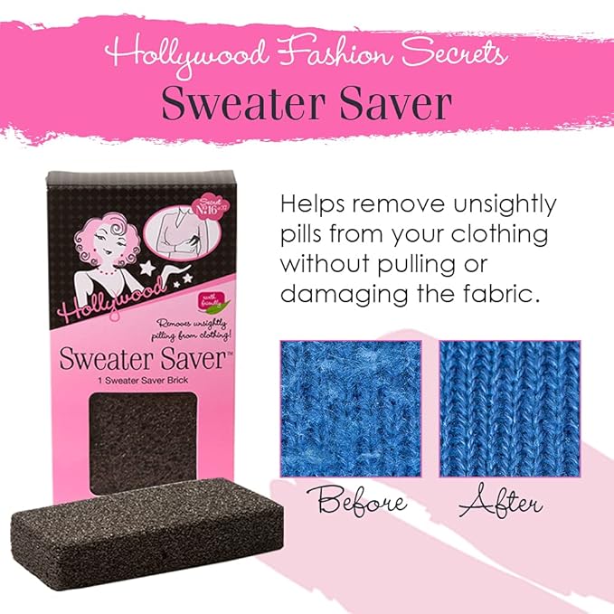 Hollywood Fashion Secrets Sweater Pill Remover Stone – Sweater Stone for Pills and Fuzz Remover, Fabric Lint Shaver Alternative for Sweaters, Coats & Clothes, 2 Pack