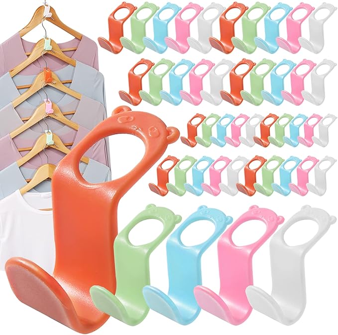 SLMT Space Saving Hanger Extender Hooks - 200PCS, Fits Plastic, Velvet, Wooden, Wire & Heavy Duty Hangers Closet Organizer