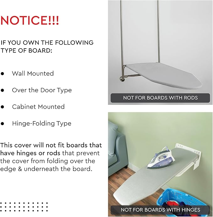 Encasa XO Ironing Board Cover and Pad 42"x14" - 4mm Felt Medium Iron Board Cover with Padding - Heat Resistant, Stain-Safe Dye, Non Slip Elastic Bungee Cord Tightening Iron Table Cover Natural