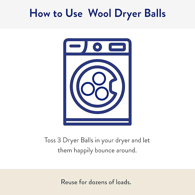 The Clean People 100% New Zealand Wool Dryer Balls - 3 Pack - for Laundry, Fabric Softening, Anti Static, No Lint, Odorless and Reusable