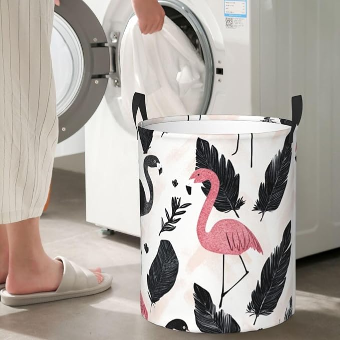 Flamingo Print Laundry Basket For Storage Bins Gift Baskets Bedroom Clothes Hamper