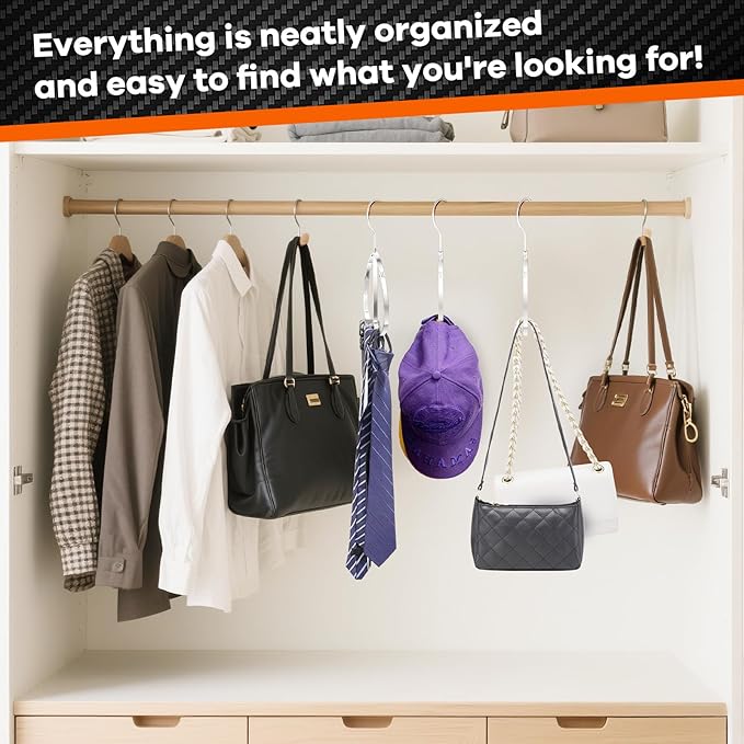 Love Shape Multipurpose Closet Hangers-Tie and Belt Hanger for Closet- Ideal for Storing Belts, Ties, Scarfs, Baseball Hats, Purses & More- Great Space Saving Belt Organizer for Wardrobe - Silvery