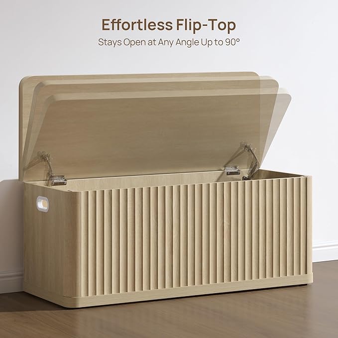 SICOTAS Storage Bench 80.4" Wide Shoe Bench with Lift Top Large Wooden Storage Chest Trunk Modern Blanket Chest with 4 Safety Hinges & Seating for Bedroom Entryway Living Room Hallway