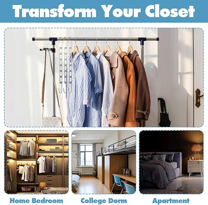 12 Pack Metal Space Saving Hangers for Clothes, Foldable Space Saving Clothes Hangers, Magic Hangers Organizer for Closet Organization and Storage, Apartment College Dorm Room Essentials, Silver