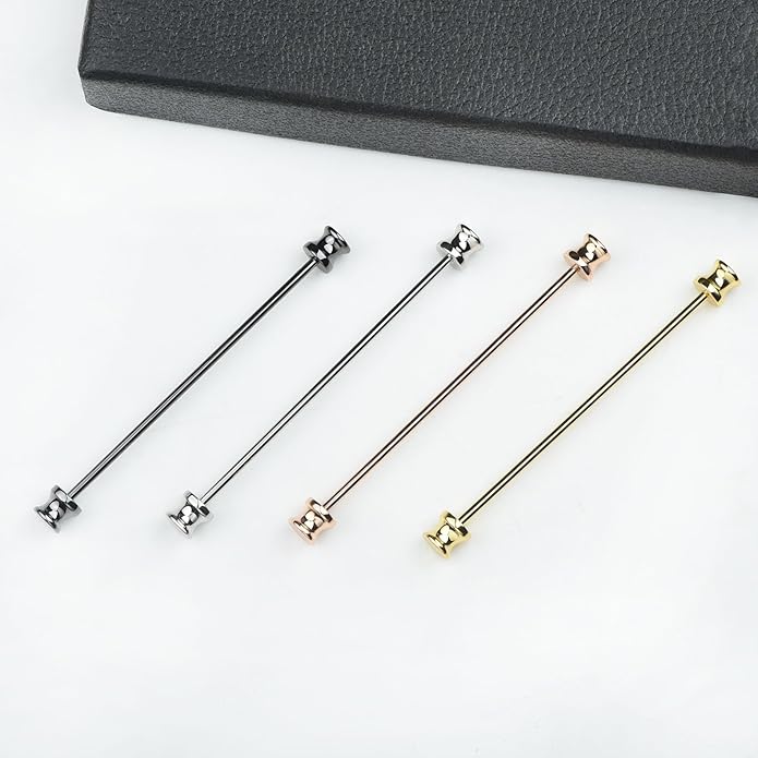 Classic 4-Piece Set Solid Brass Collar Bar for Men Multi-Style Metal Anti-Curl Shirt Collar Stays Tie Pins