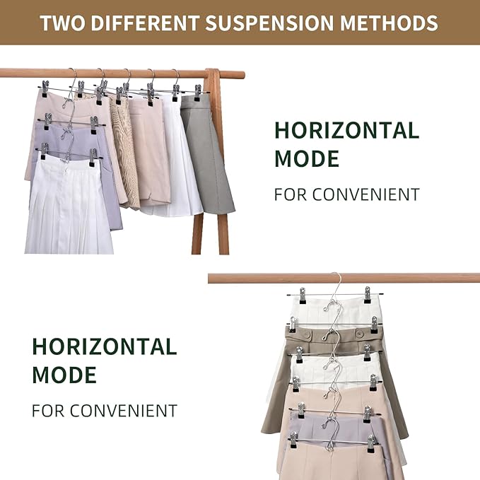 Pants Hangers with Slip Clips 16 Pack Skirt Shorts Space Saving Metal Hanger