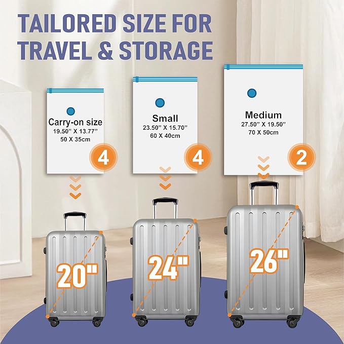Vacuum Storage Bags, Vacuum Seal Space Saver Bags for Clothing, Travel Lugggage, Carry-on, Blankets, Comforters, Pillow, Bedding, 10 EPump