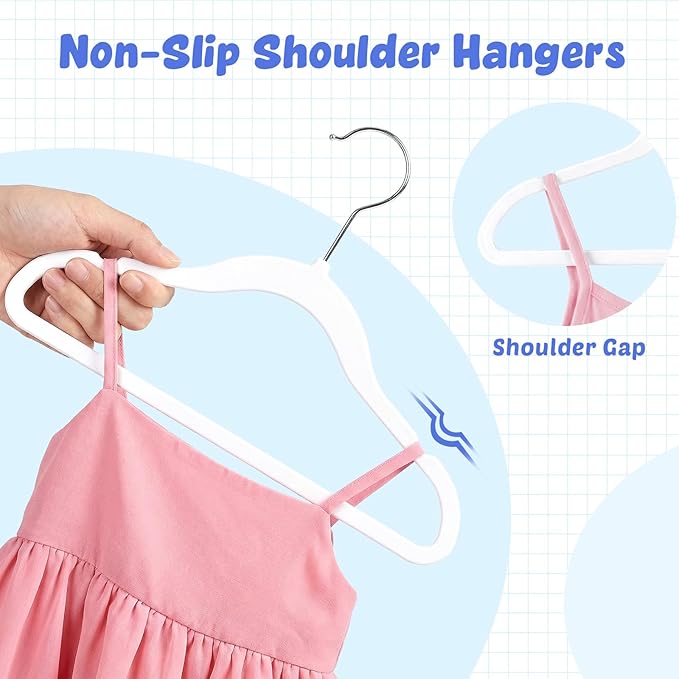 HOUSE DAY 11.4 Inch Baby Hangers 30 Pack - Plastic Kids Hangers Space Saving Thin Profile, Children Closet Organizers with Rotatable Hook of 360°, Heavy Duty for Toddler Clothes Nursery - Ivory